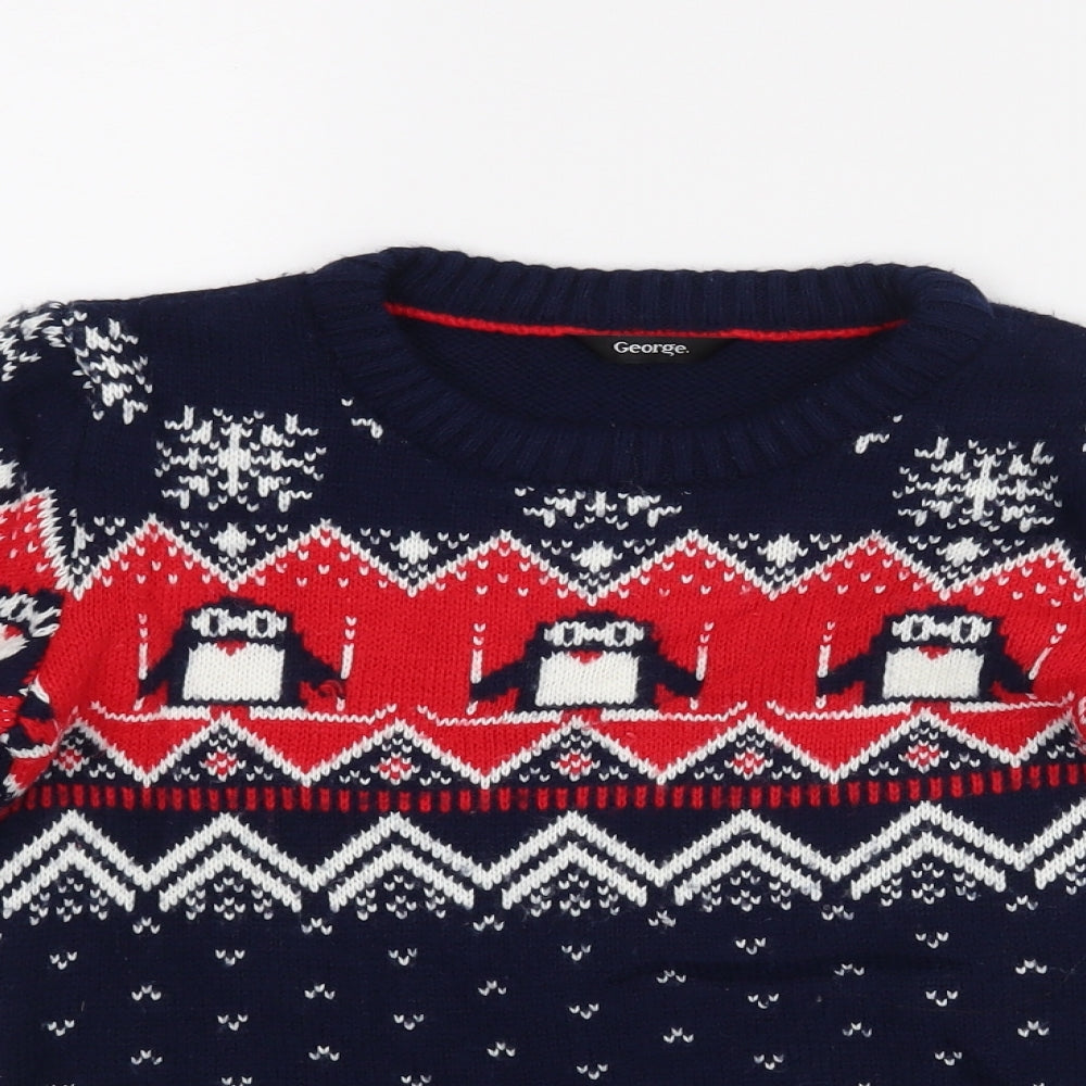 George Boys Blue   Pullover Jumper Size 7-8 Years  - Christmas Jumper