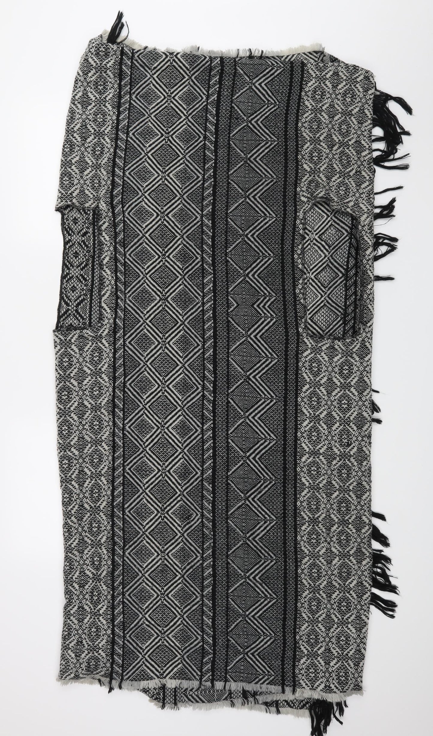 Preworn Womens Black Geometric  Wrap Jumper One Size