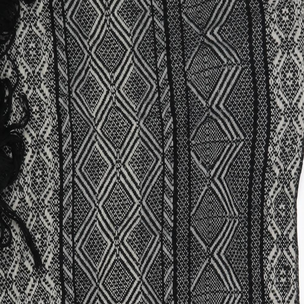 Preworn Womens Black Geometric  Wrap Jumper One Size