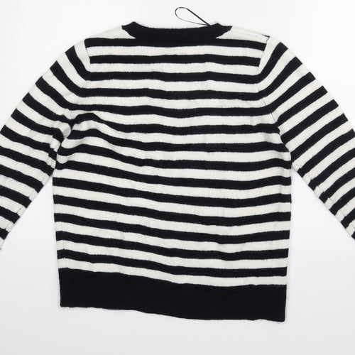 TU Womens Black Striped  Pullover Jumper Size 14