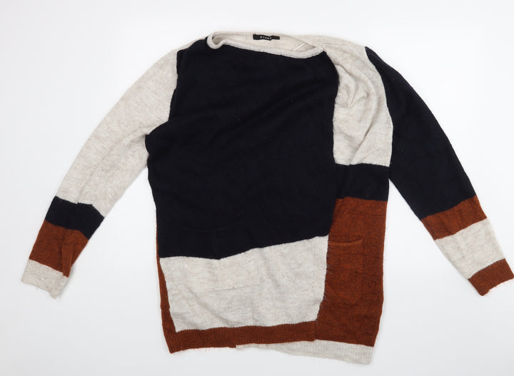 Evans Womens Brown Striped Wrap Jumper Size 16