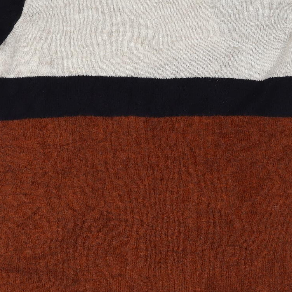 Evans Womens Brown Striped  Wrap Jumper Size 16