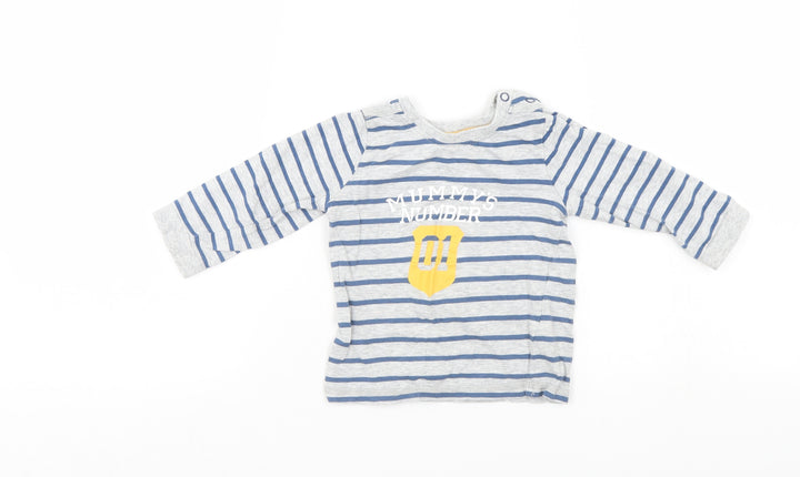 George Boys Grey Striped Pullover Jumper Size 9-12 Months