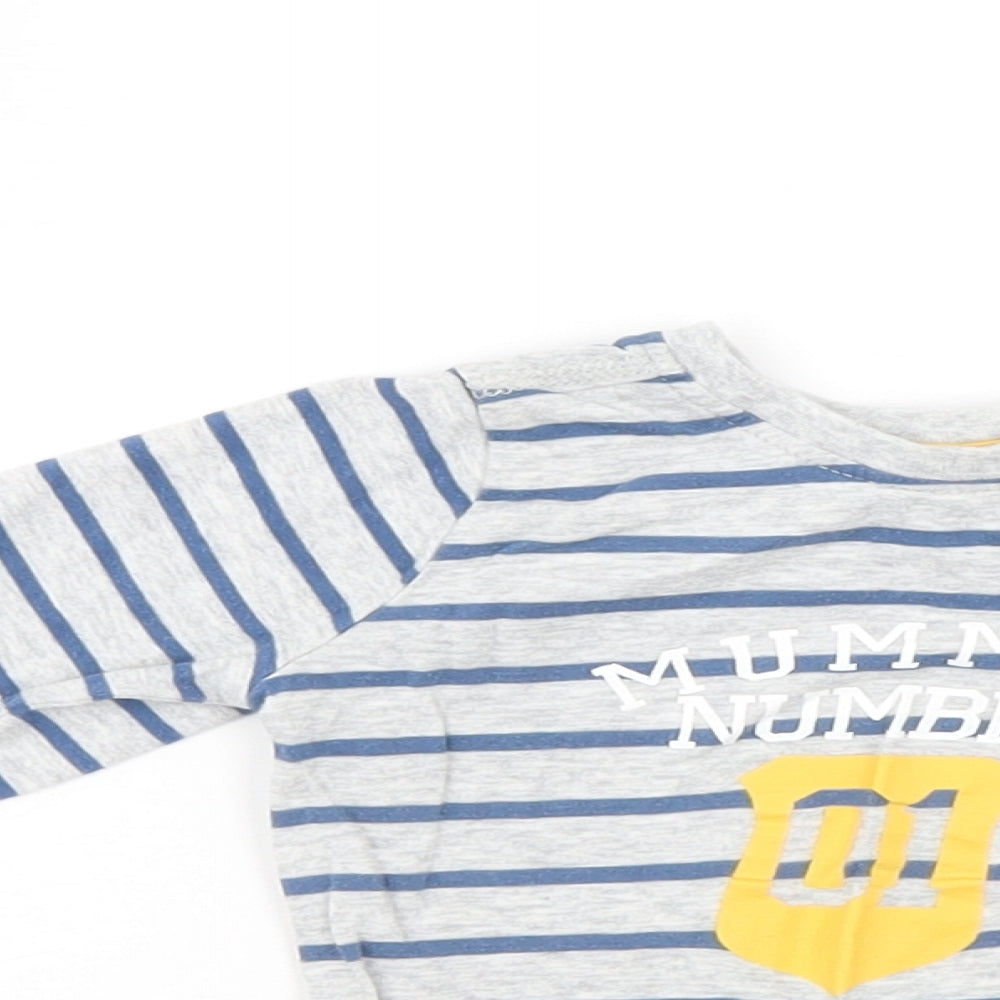 George Boys Grey Striped  Pullover Jumper Size 9-12 Months