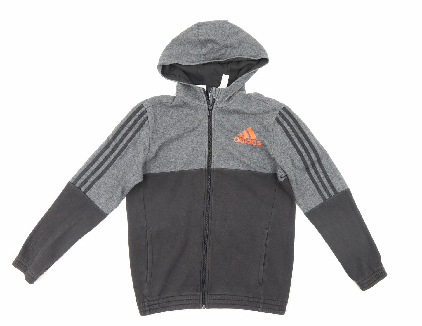 adidas Boys Black   Full Zip Hoodie Size 13-14 Years