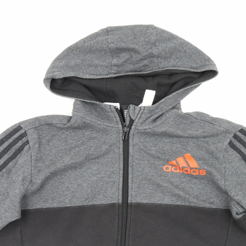 adidas Boys Black   Full Zip Hoodie Size 13-14 Years