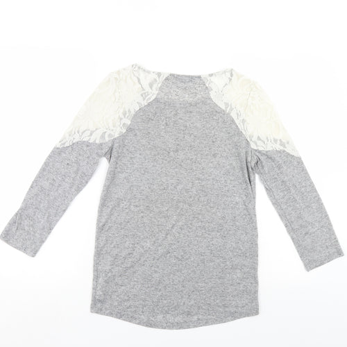 F&F Womens Grey Floral  Pullover Jumper Size 8