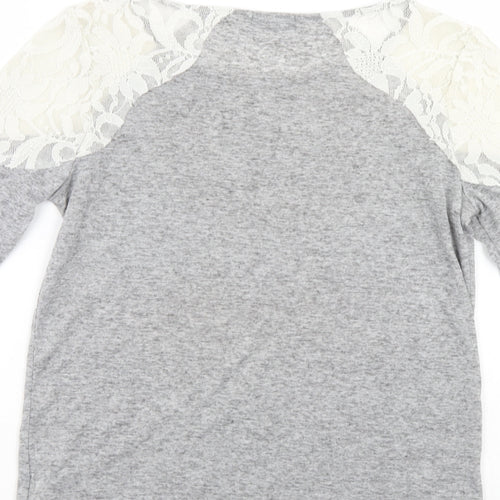 F&F Womens Grey Floral  Pullover Jumper Size 8
