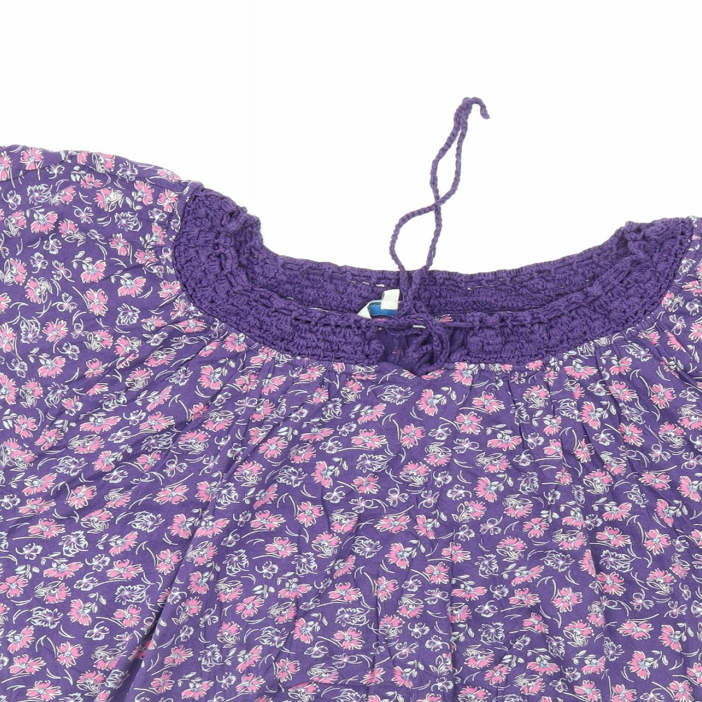Peacocks Womens Purple Floral  Basic Blouse Size 20