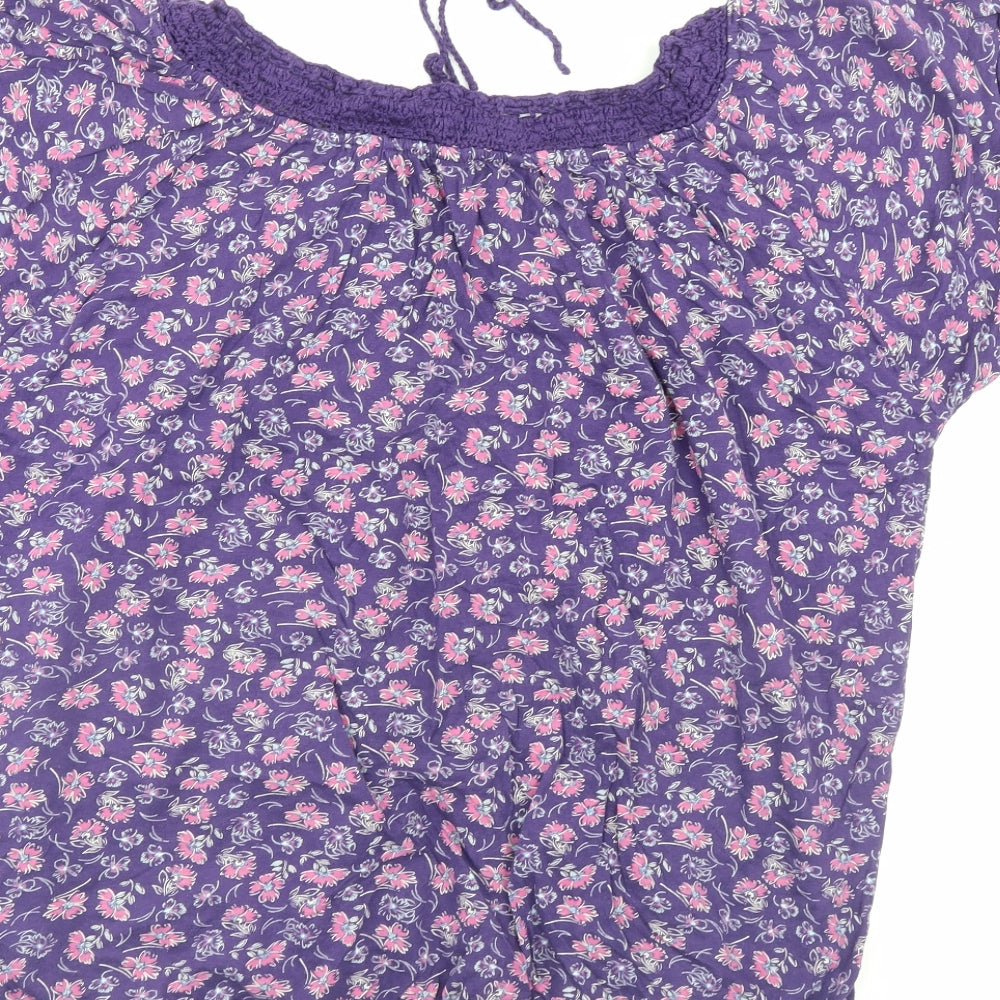 Peacocks Womens Purple Floral  Basic Blouse Size 20