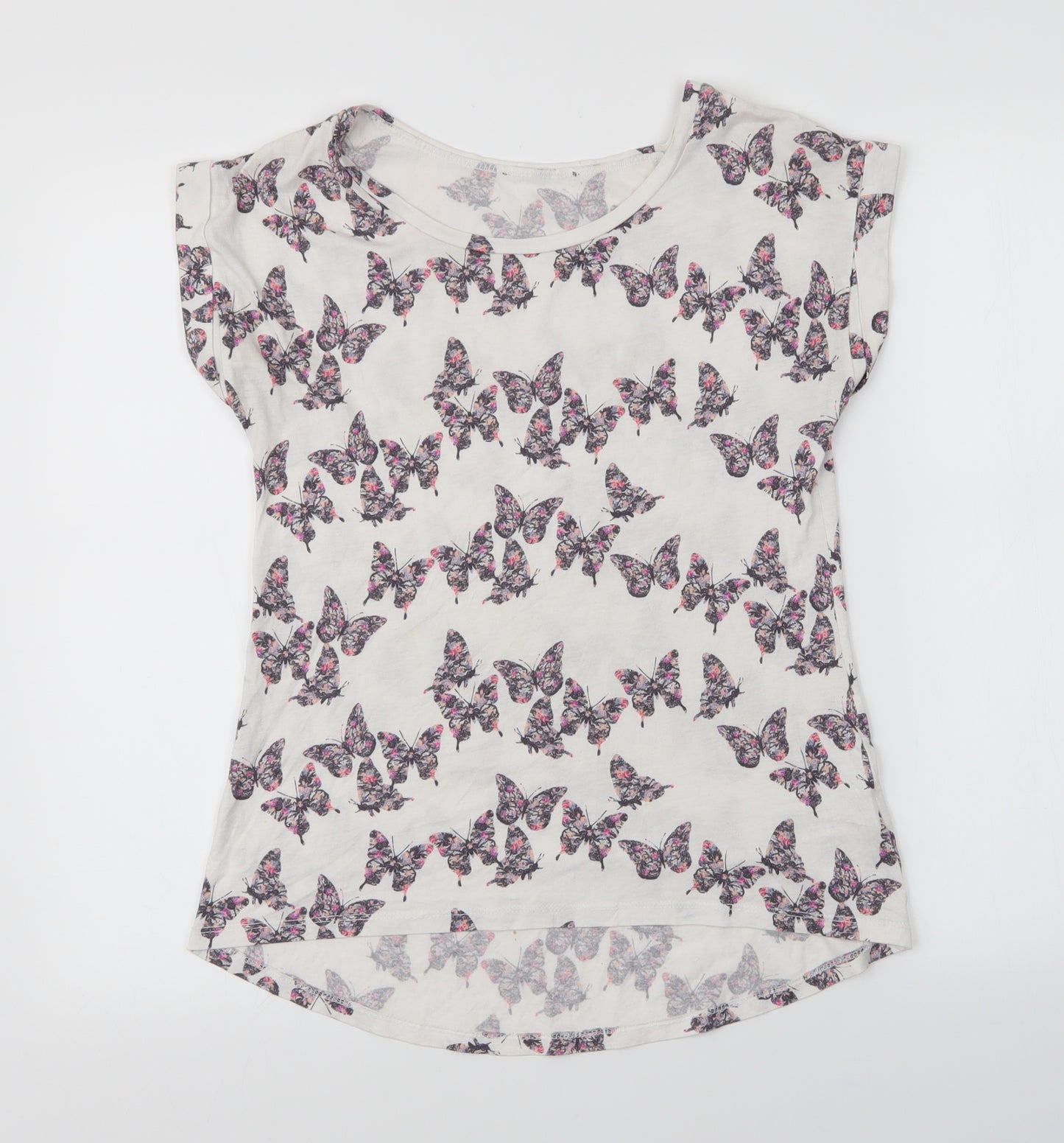 New Look Womens White Animal Print  Basic T-Shirt Size 10