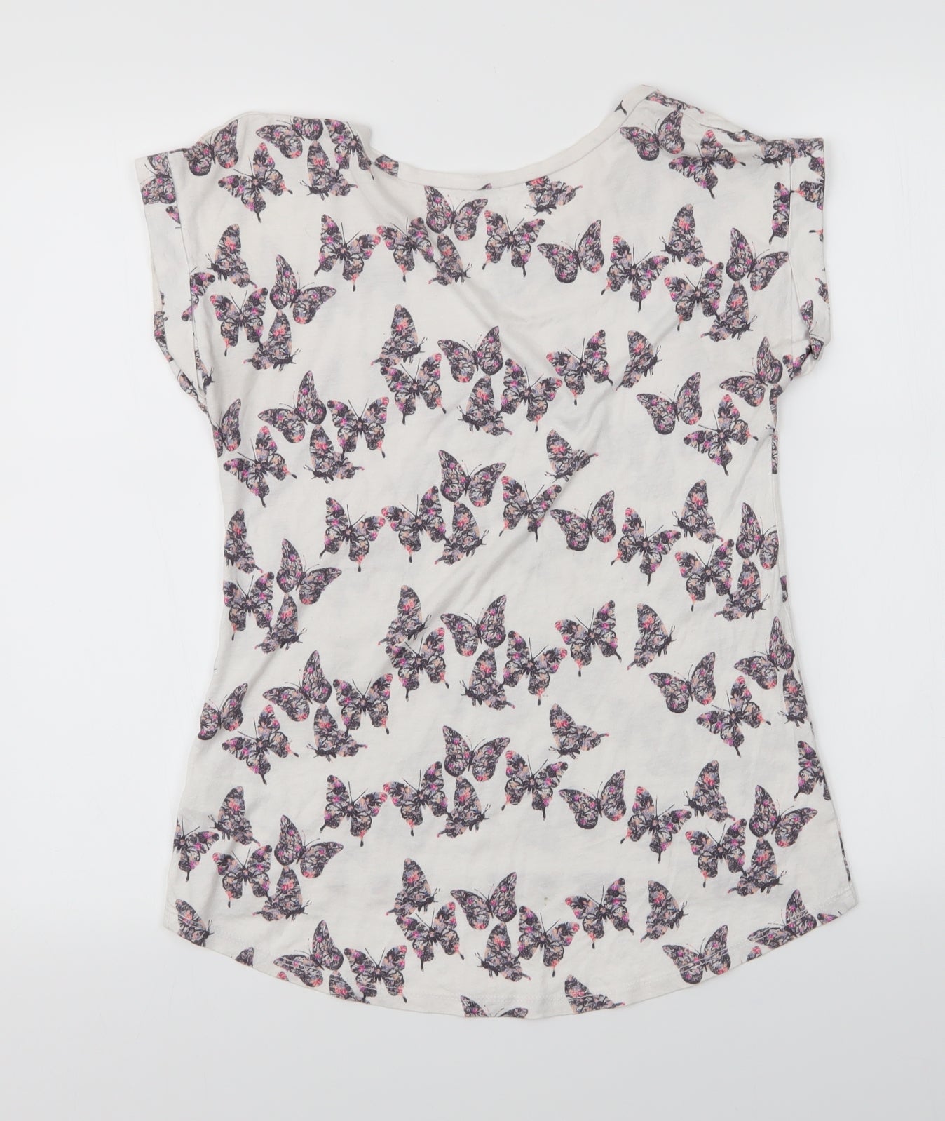 New Look Womens White Animal Print  Basic T-Shirt Size 10