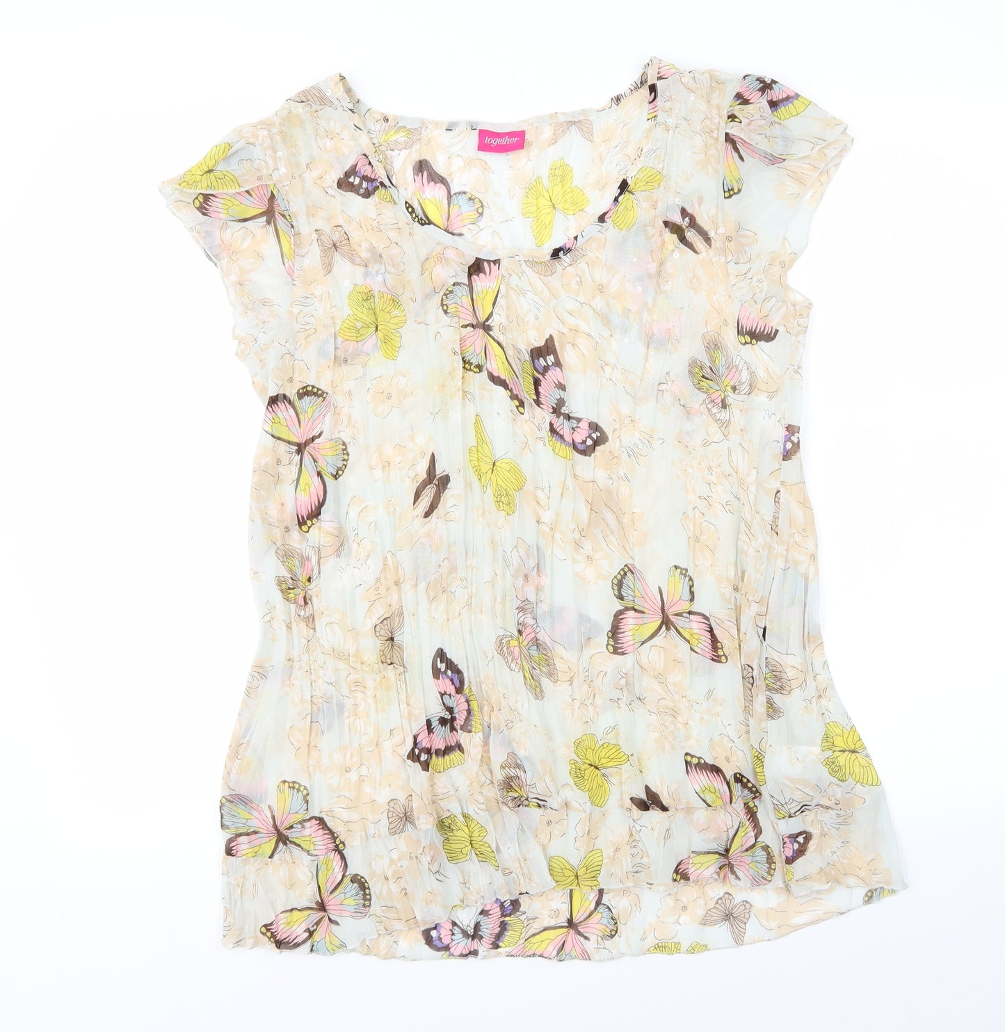 Together  Womens Multicoloured Animal Print  Basic Blouse Size 12  - Butterflies