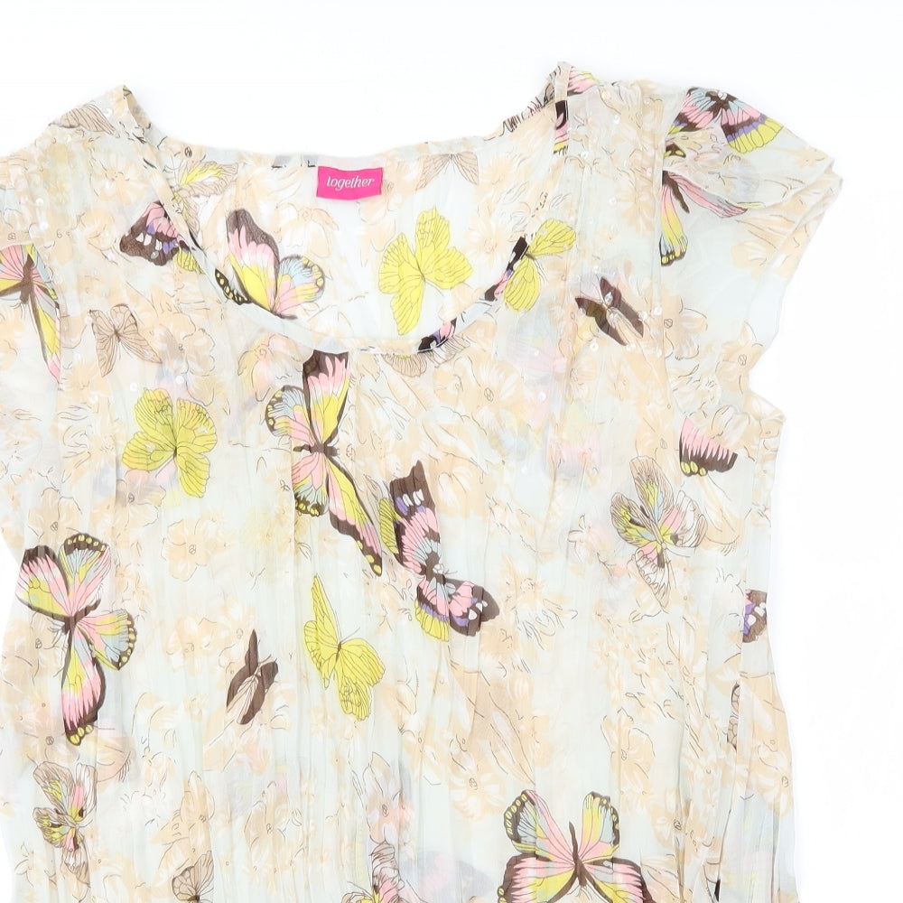 Together  Womens Multicoloured Animal Print  Basic Blouse Size 12  - Butterflies
