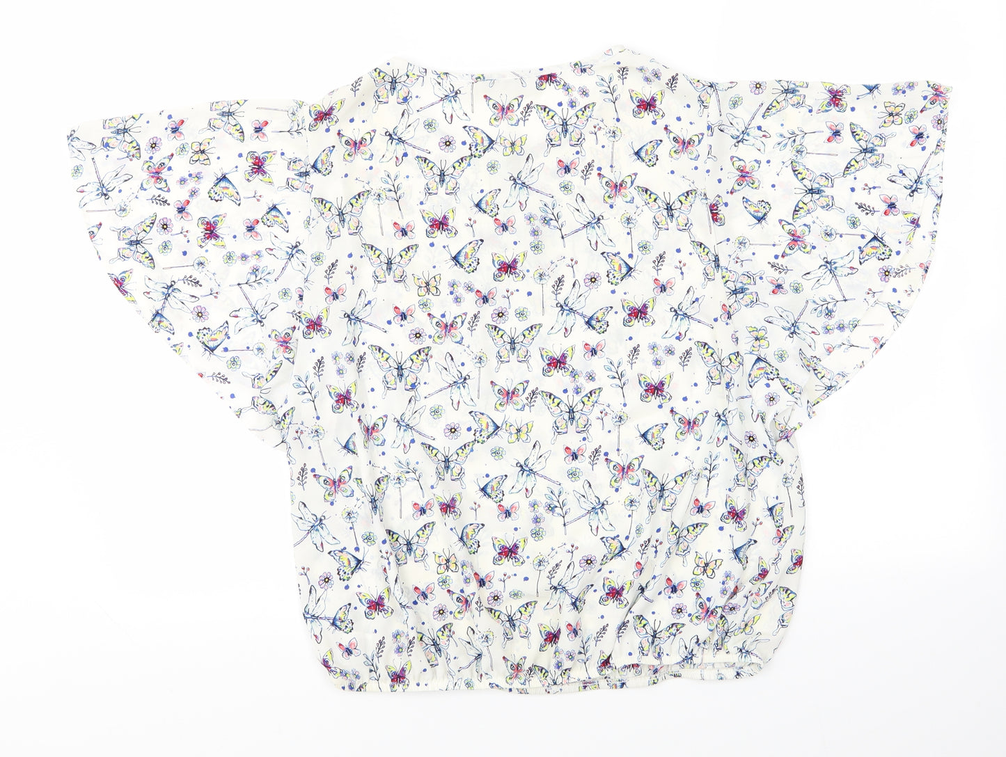 George Womens White Animal Print  Basic Blouse Size 12  - Butterflie