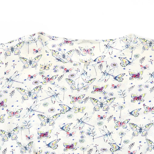 George Womens White Animal Print  Basic Blouse Size 12  - Butterflie