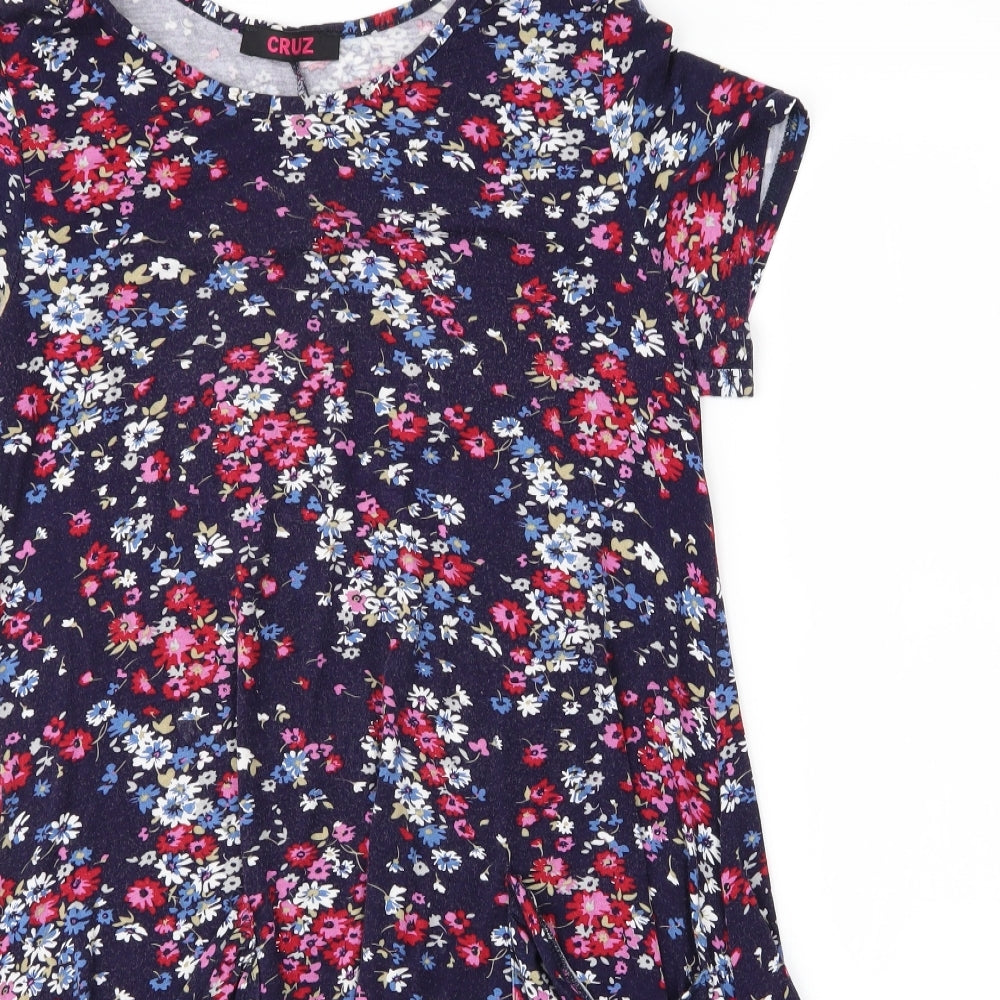 Cruz Womens Purple Floral  A-Line  Size 16