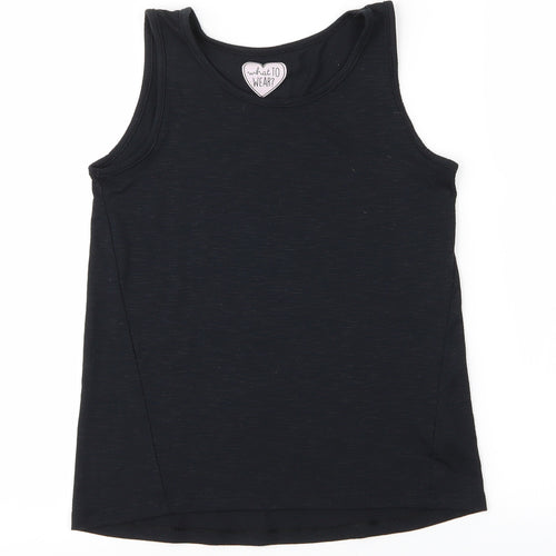 F&F Girls Black   Basic Tank Size 8-9 Years  - Summer