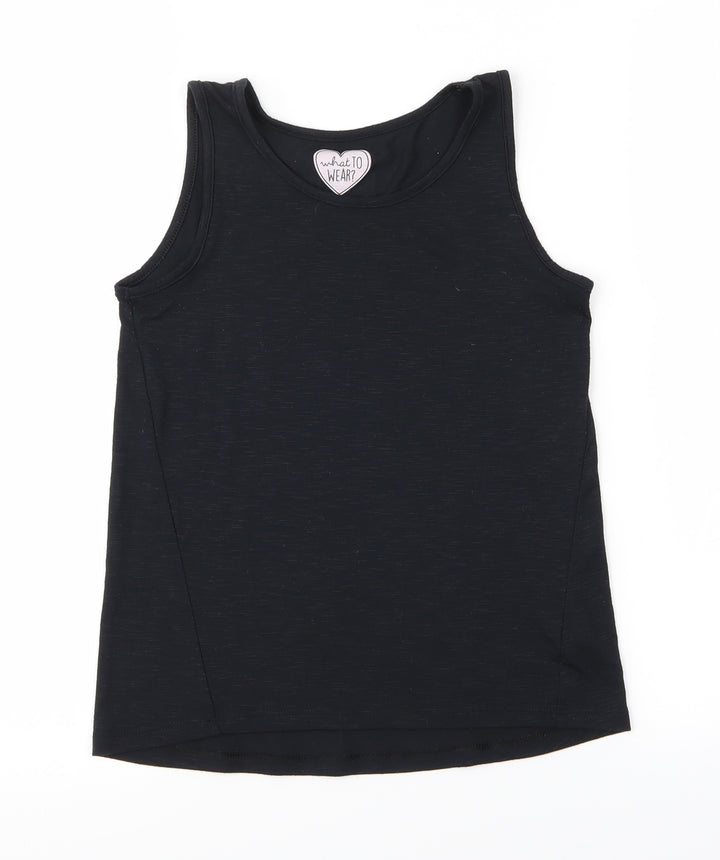 F&F Girls Black   Basic Tank Size 8-9 Years  - Summer