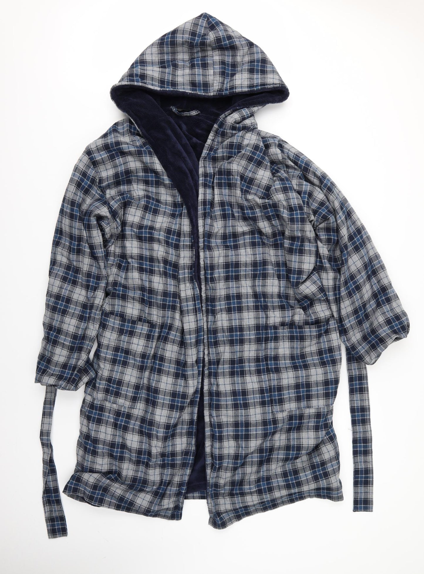 M&S Mens Blue Check   Gown Size M  - Dressing Gown