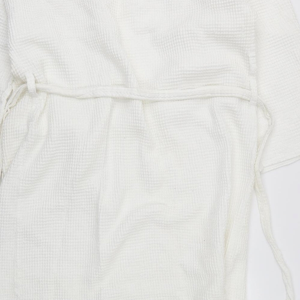 Floringo Womens White Check   Robe