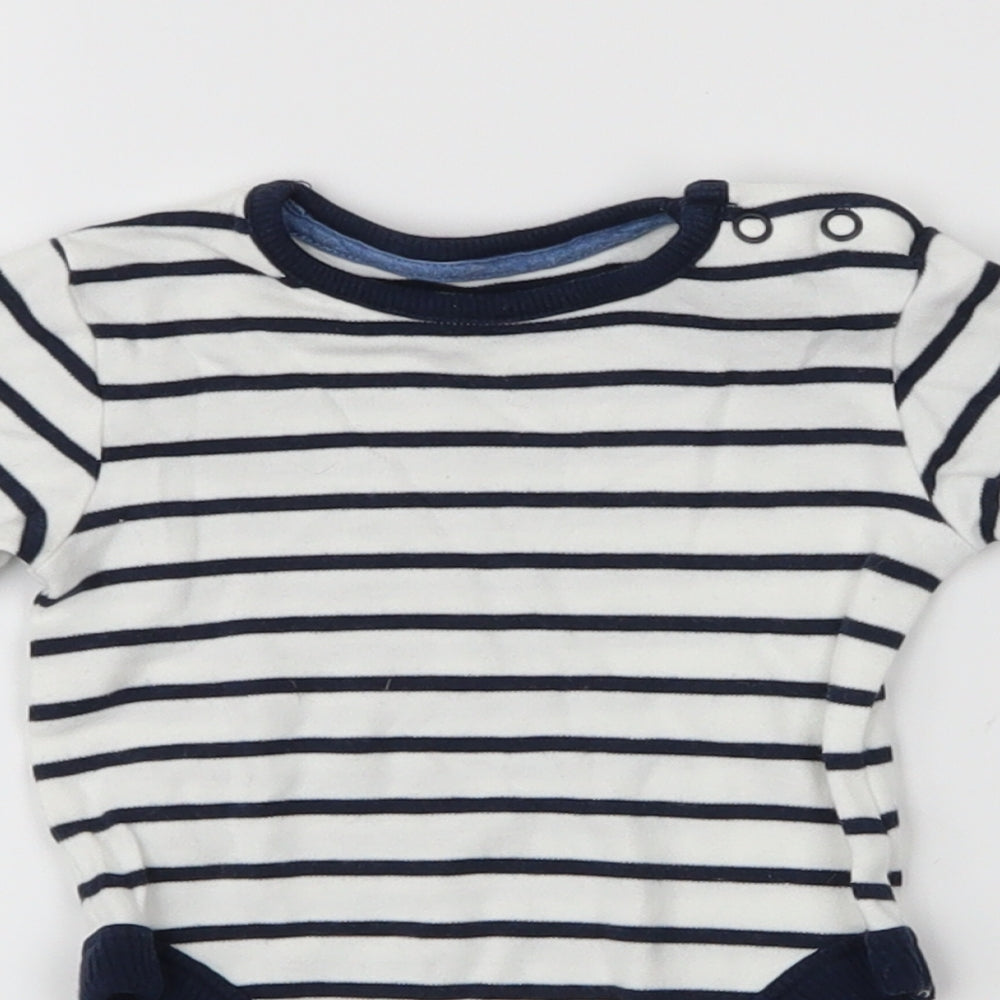 George Boys White Striped  Babygrow One-Piece Size 3-6 Months