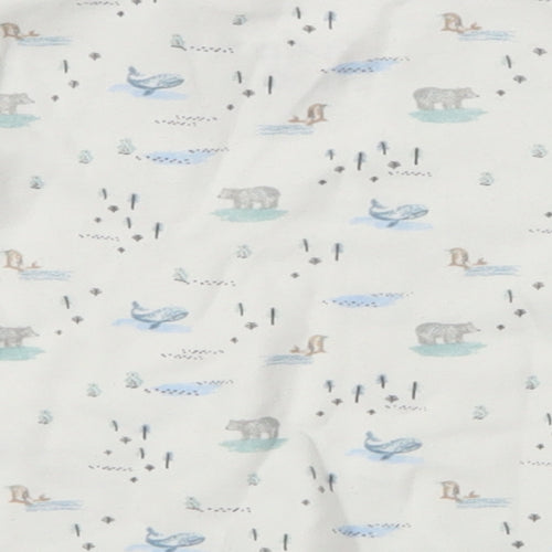 Fred & Flo Girls White Animal Print  Basic T-Shirt Size 0-3 Months  - Bears, Whales, Seals