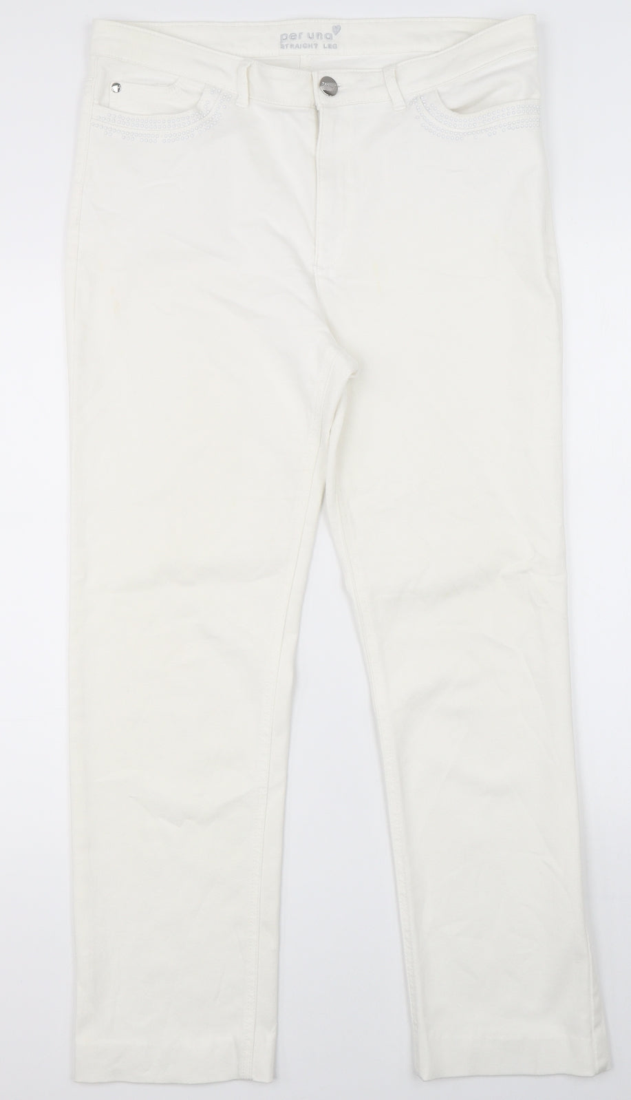 Marks & Spencer Womens White   Straight Jeans Size 16 L28 in