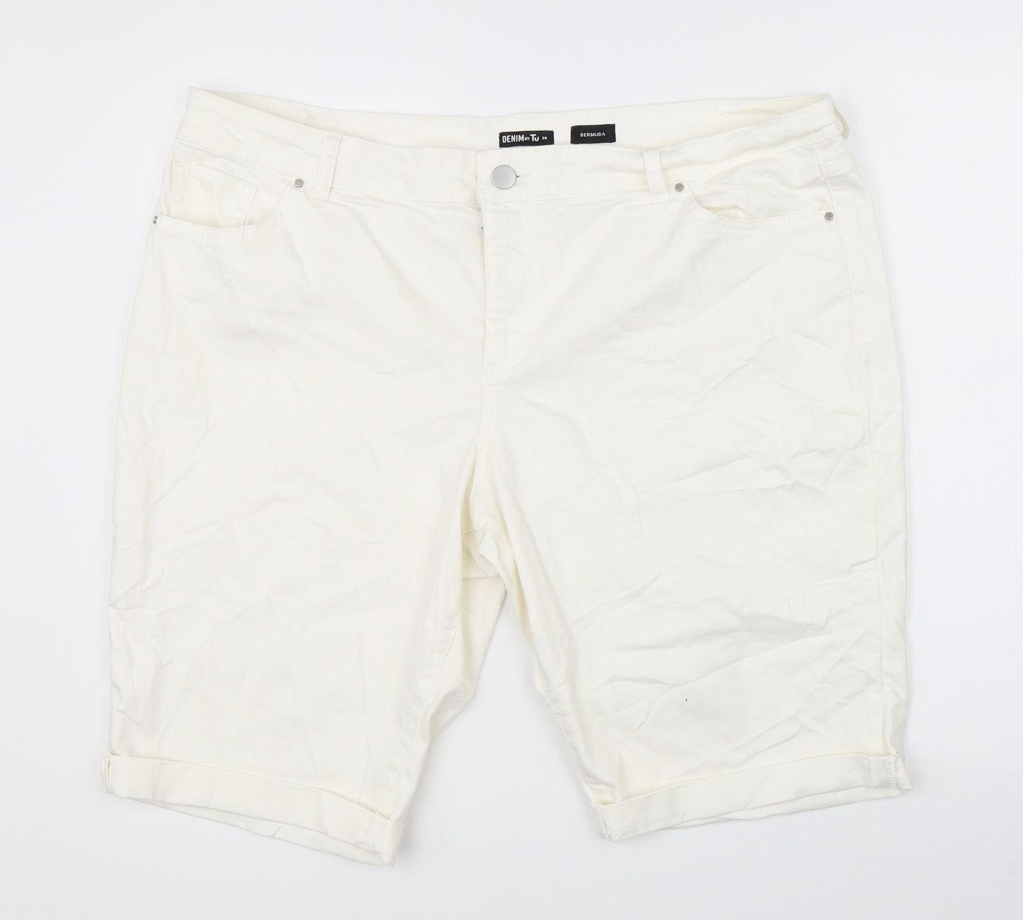 TU Womens White  Denim Cargo Shorts Size 20
