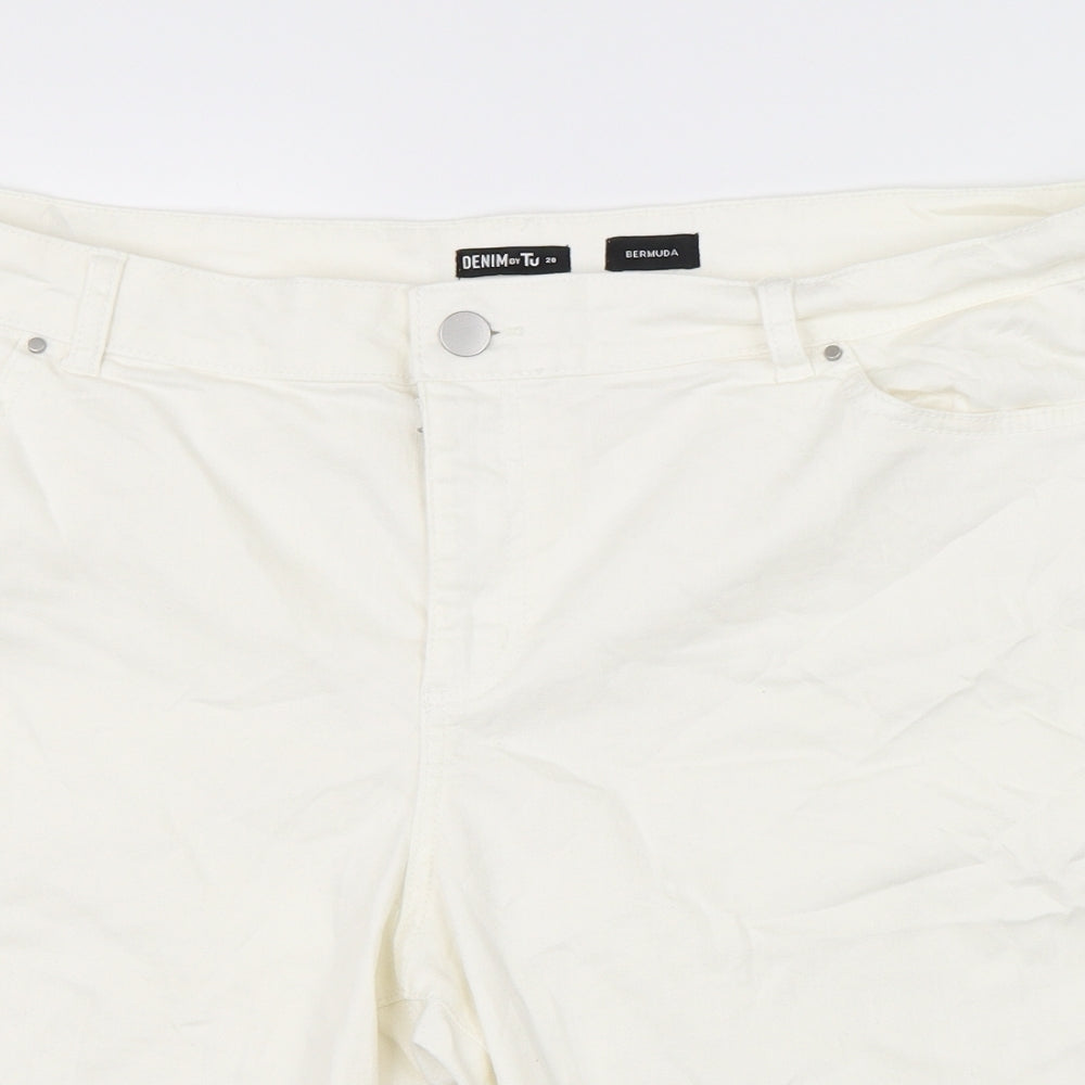 TU Womens White  Denim Cargo Shorts Size 20