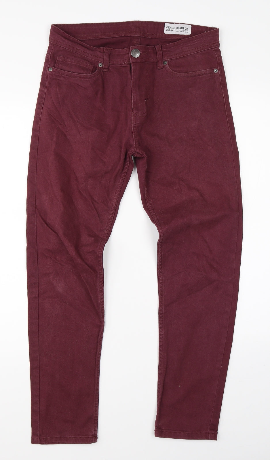 Denim Co. Mens Red  Denim Skinny Jeans Size 30 L30 in