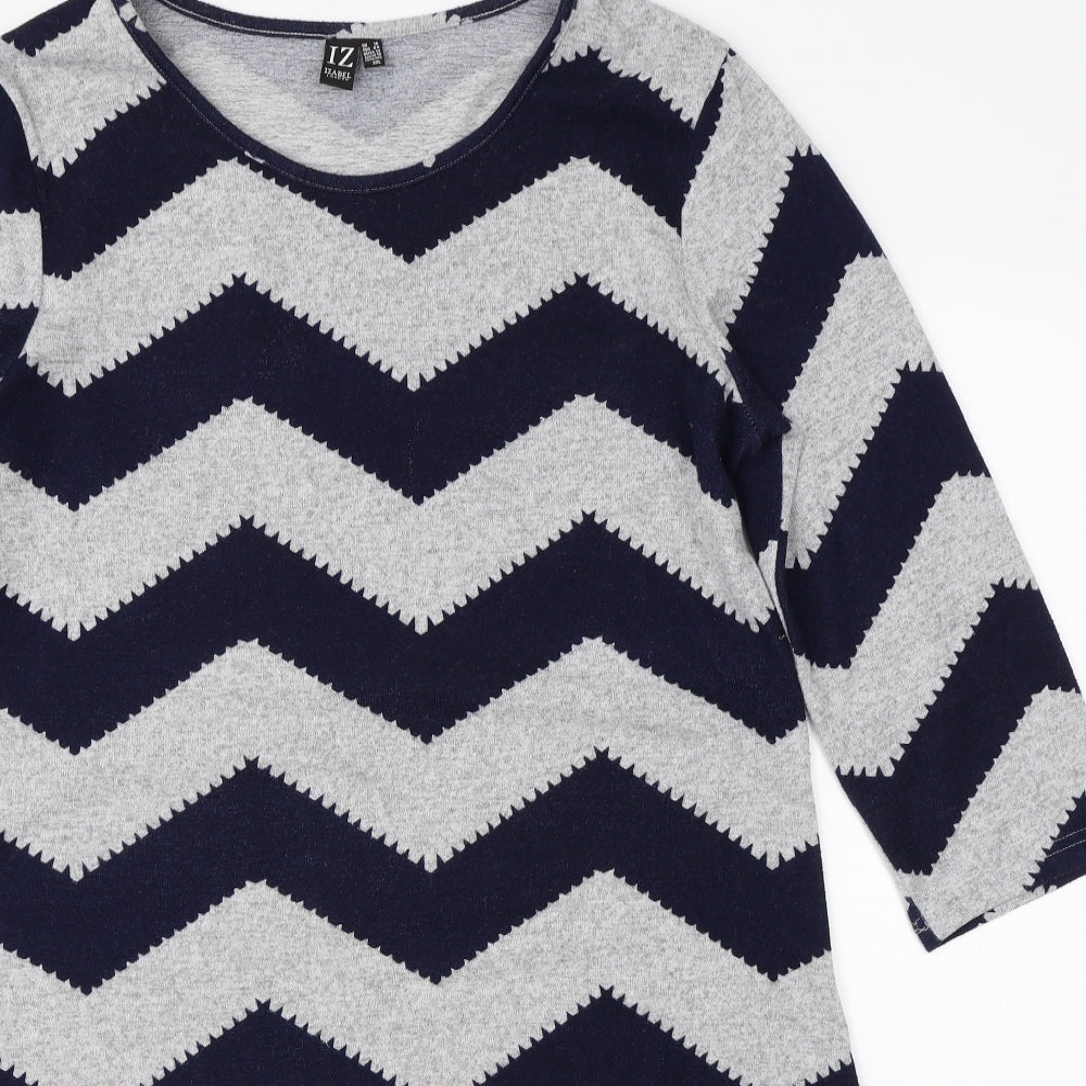 Izabel Womens Blue Striped  Jumper Dress  Size 16
