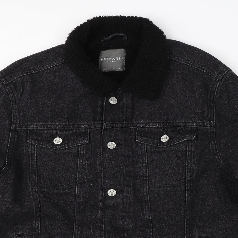 Primark Mens Black  Denim Jacket  Size XL