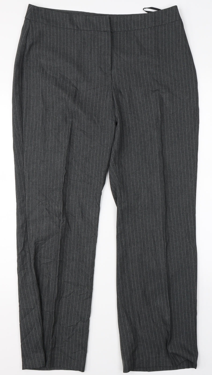 Preworn Womens Grey Striped  Dress Pants Trousers Size 14 L28 in