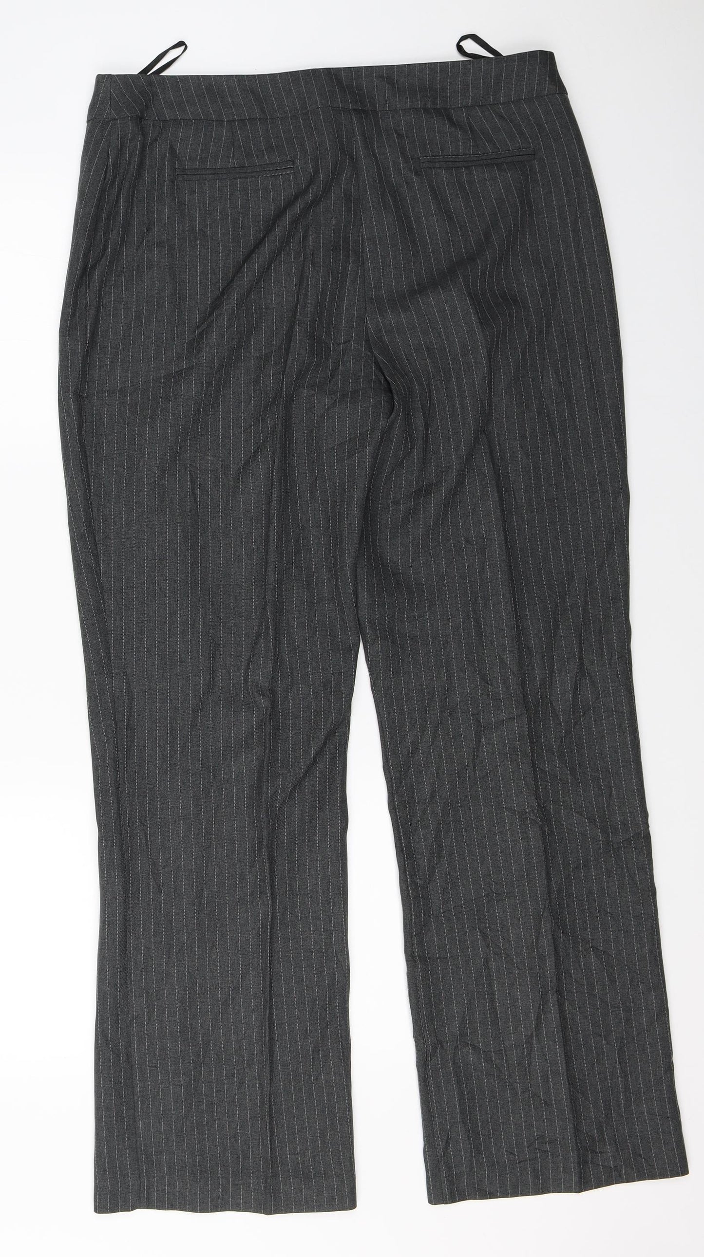 Preworn Womens Grey Striped  Dress Pants Trousers Size 14 L28 in