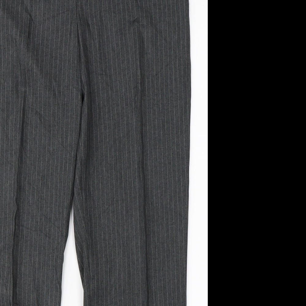 Preworn Womens Grey Striped  Dress Pants Trousers Size 14 L28 in