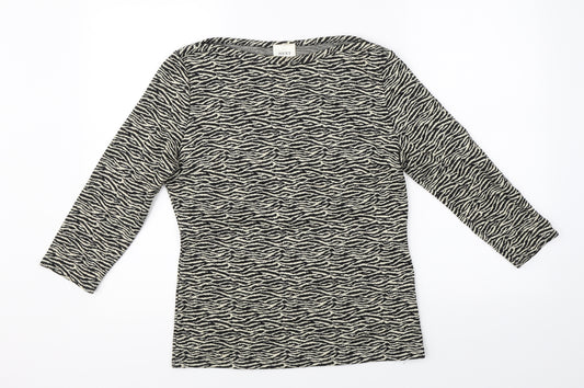 Front view of Next women’s brown animal print basic blouse, size UK 12