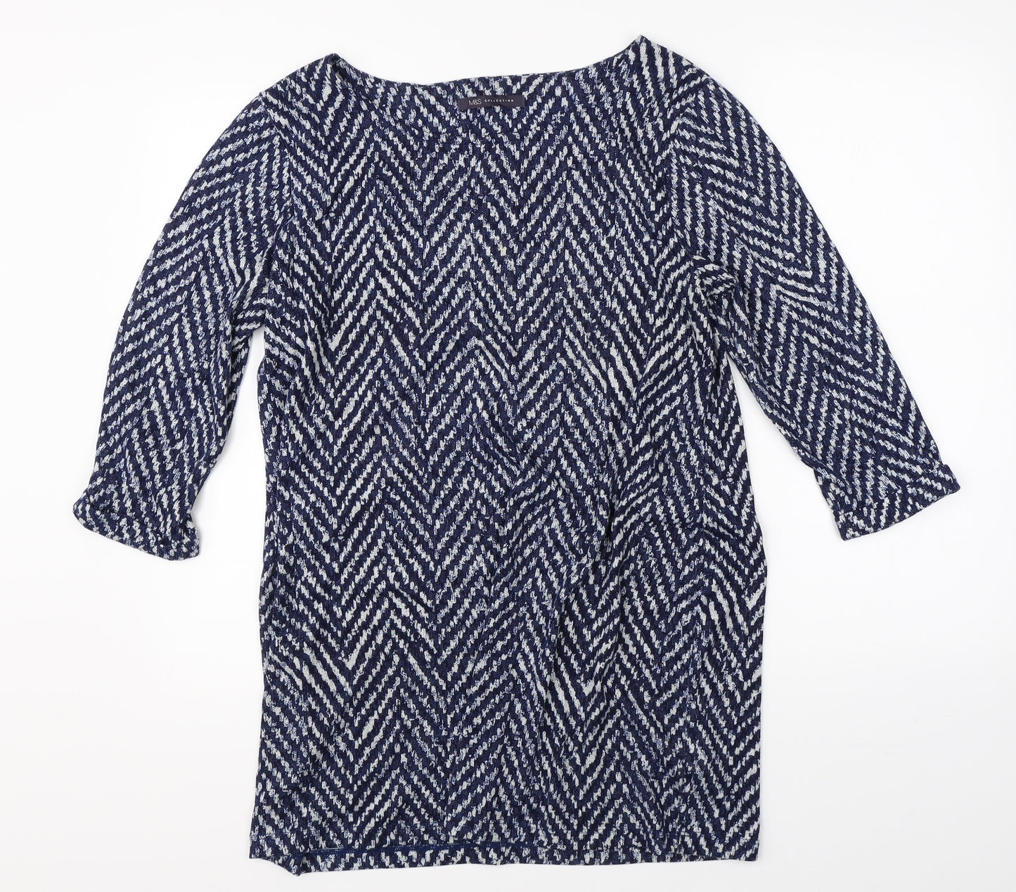 Marks & Spencer Womens Blue Geometric  Basic Blouse Size 16