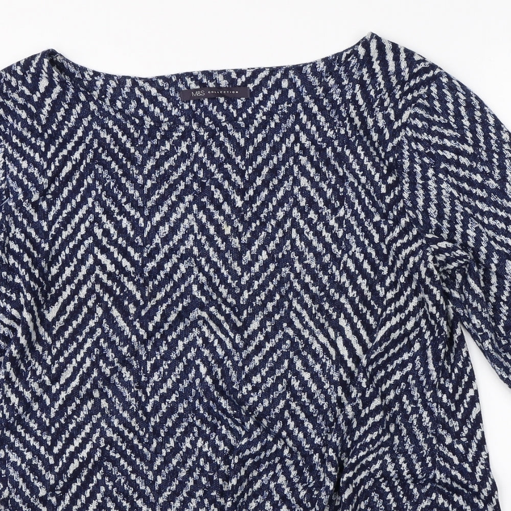 Marks & Spencer Womens Blue Geometric  Basic Blouse Size 16