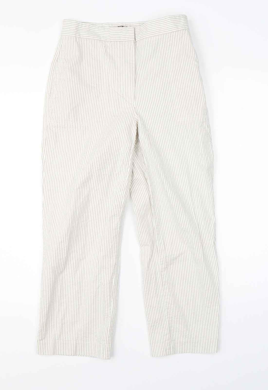 Marks & Spencer Womens White Striped  Trousers  Size 6 L23 in