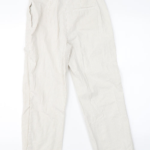 Marks & Spencer Womens White Striped  Trousers  Size 6 L23 in