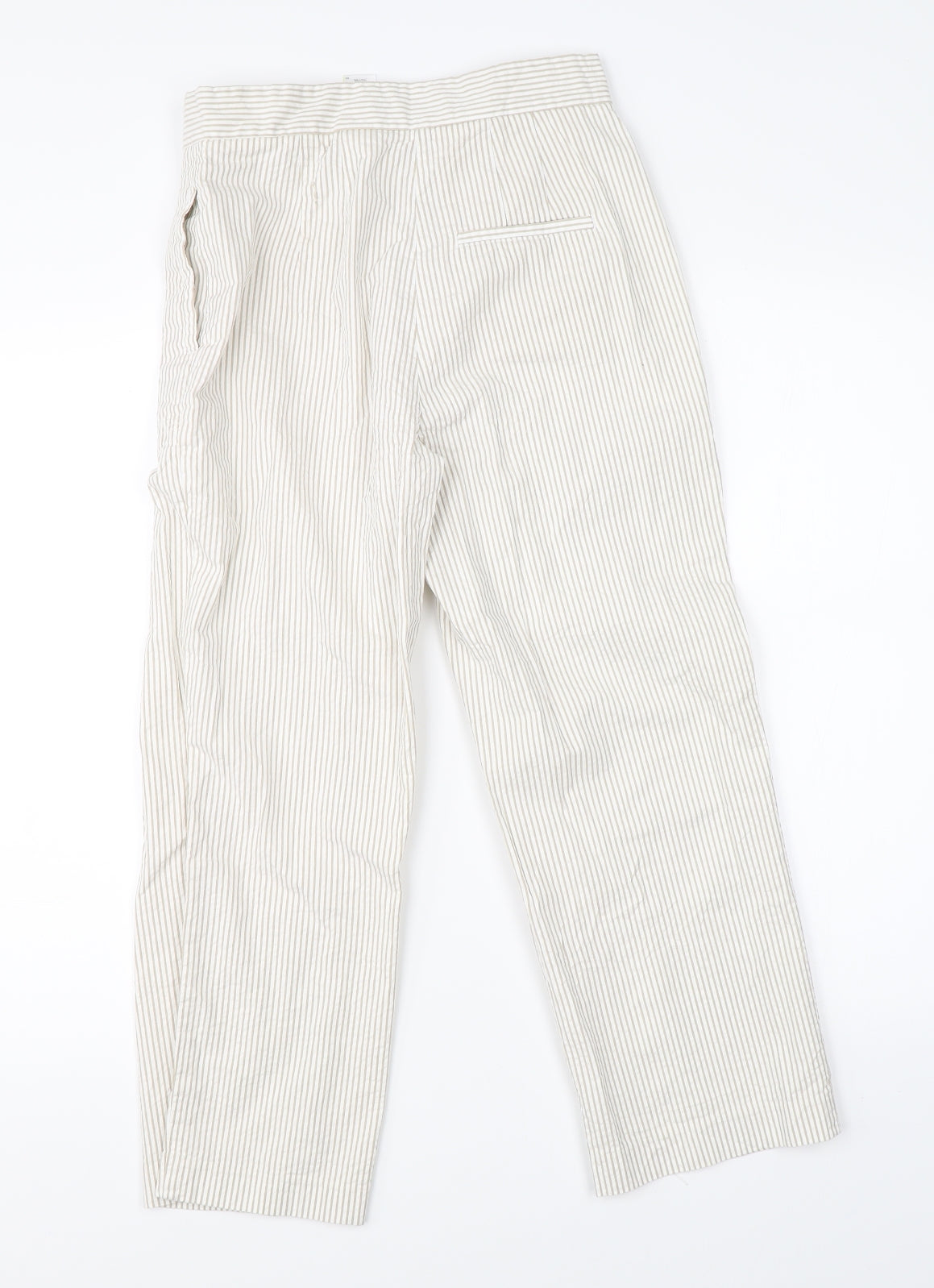 Marks & Spencer Womens White Striped  Trousers  Size 6 L23 in