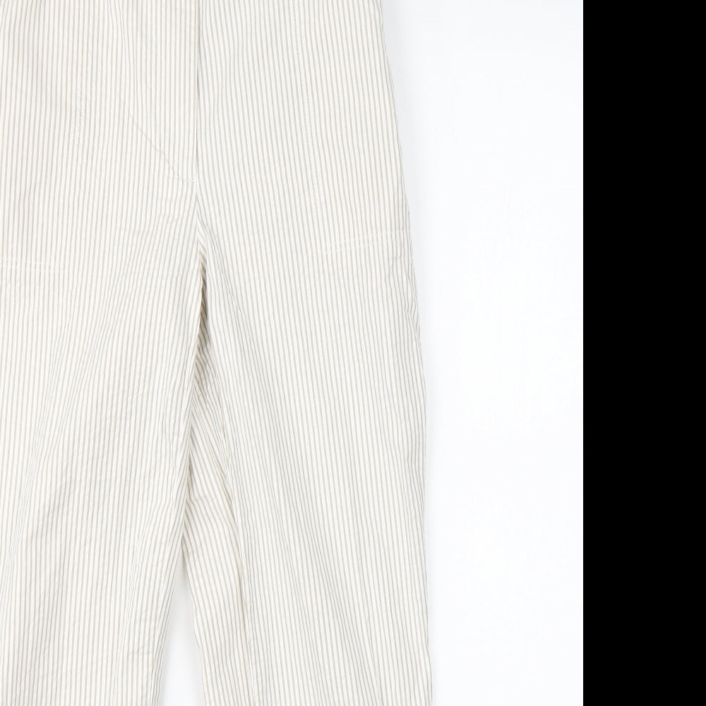 Marks & Spencer Womens White Striped  Trousers  Size 6 L23 in