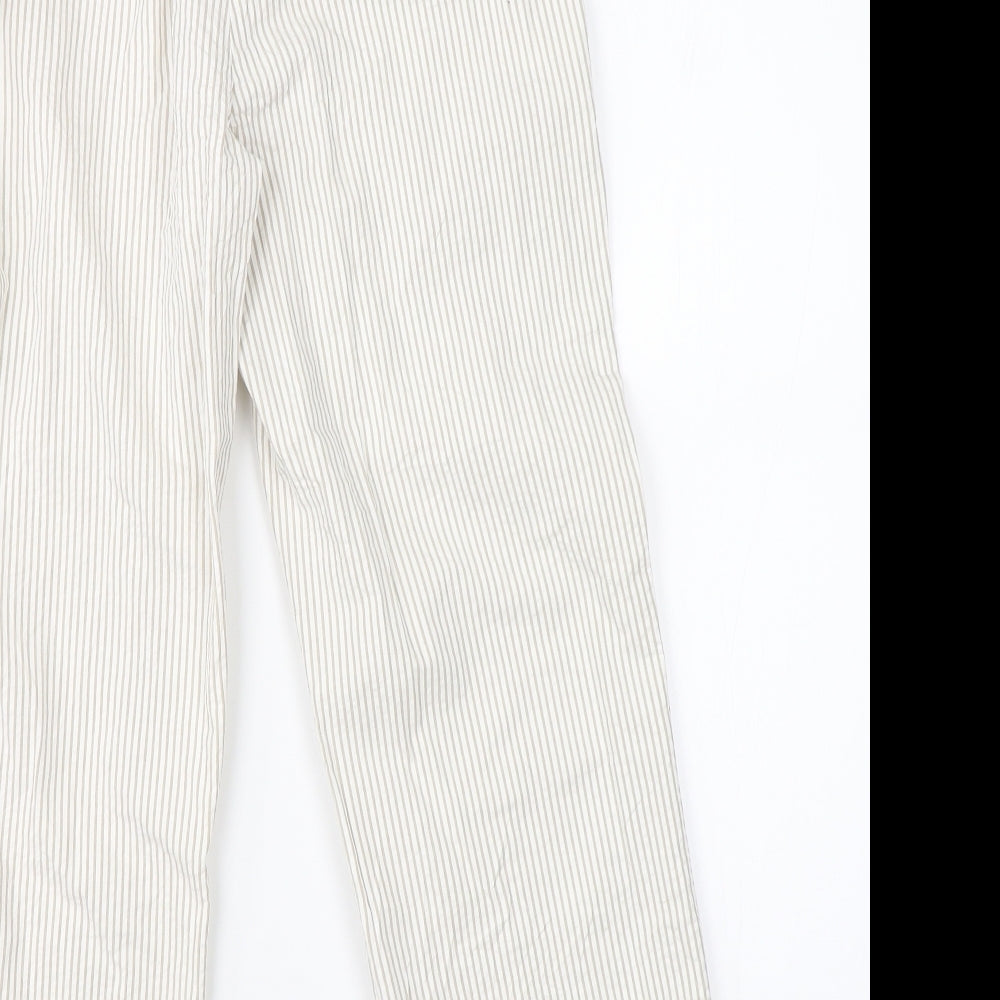 Marks & Spencer Womens White Striped  Trousers  Size 6 L23 in