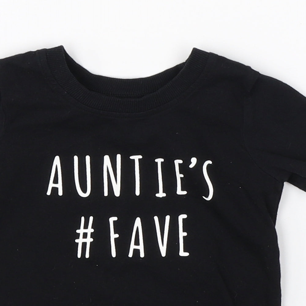 George Girls Black   Basic T-Shirt Size 9-12 Months