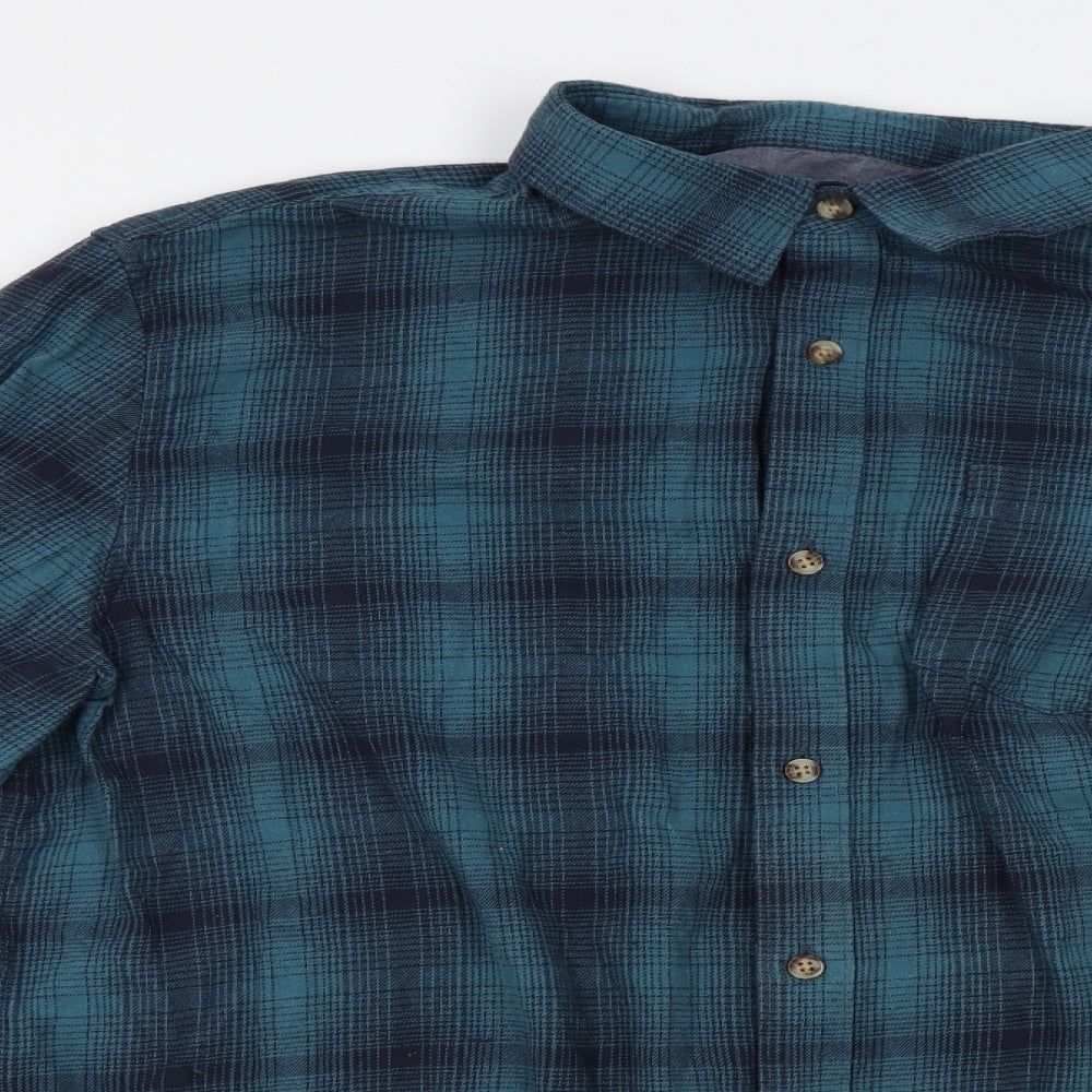 Cambridge Dry Goods Mens Blue Plaid   Button-Up Size XL