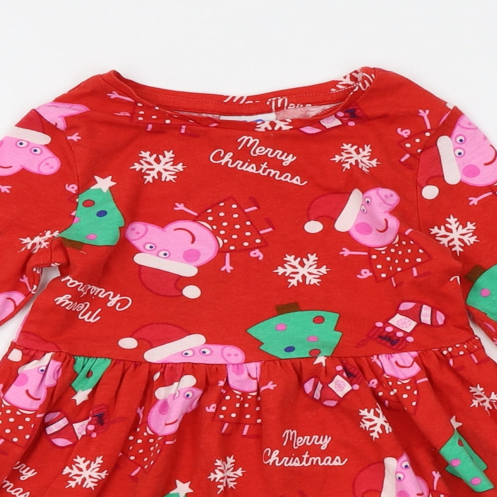 Matalan Girls Red   A-Line  Size 18-24 Months  - peppa pig christmas