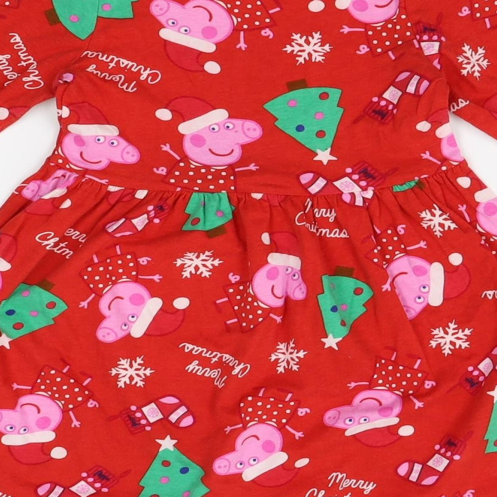 Matalan Girls Red   A-Line  Size 18-24 Months  - peppa pig christmas