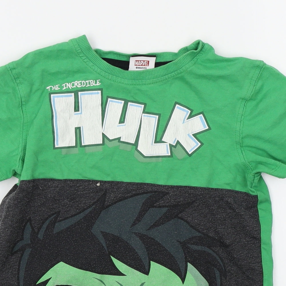 George Boys Green   Basic T-Shirt Size 5-6 Years  - hulk, marvel