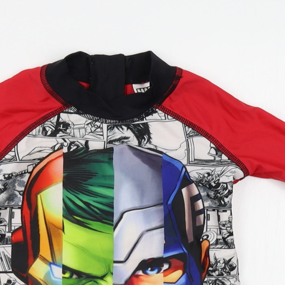 Preworn Boys Red   Basic T-Shirt Size 3-4 Years  - swim top, marvel